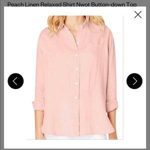 J Jill 100% Linen button down blouse, peach, XL